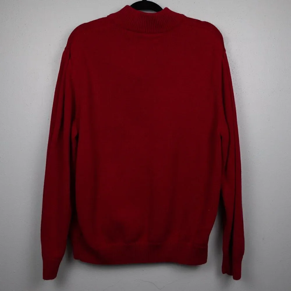 Chaps red polar bear 1/4 button up sweater-L